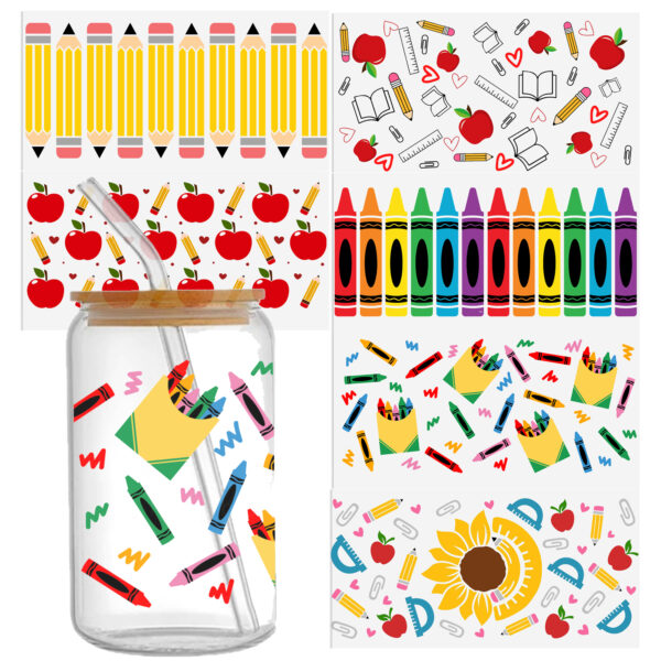 4-12pcs/Set Pencil AUTISM Letters UV DTF Sticker 16oz Cups Wrap Transfer Sticker Custom Labels DIY Logo Waterproof - Image 6