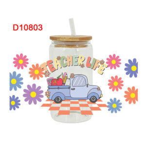 UV DTF Transfer Sticker Teacher Theme For The 16oz Libbey Glasses Wraps Cup Can DIY Waterproof Easy To Use Custom Decals