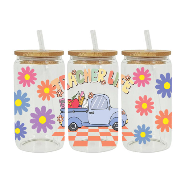 UV DTF Transfer Sticker Teacher Theme For The 16oz Libbey Glasses Wraps Cup Can DIY Waterproof Easy To Use Custom Decals - Image 6
