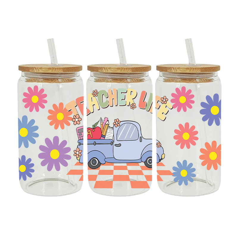 UV DTF Transfer Sticker Teacher Theme For The 16oz Libbey Glasses Wraps Cup Can DIY Waterproof Easy To Use Custom Decals - Image 6