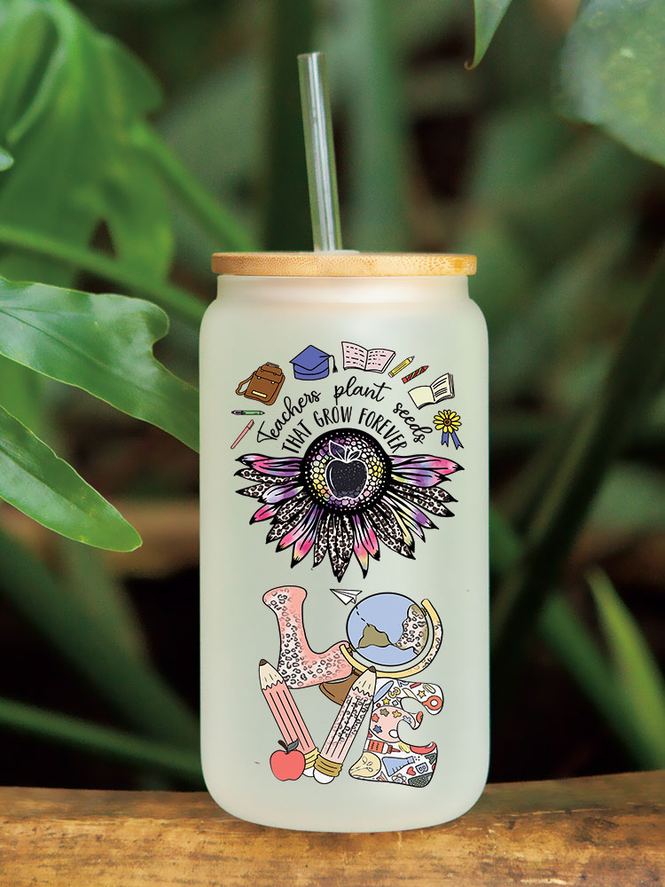 UV DTF Transfer Sticker Teacher Theme For The 16oz Libbey Glasses Wraps Cup Can DIY Waterproof Easy To Use Custom Decals - Image 9