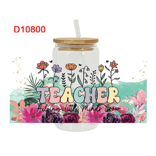 UV DTF Transfer Sticker Teacher Theme For The 16oz Libbey Glasses Wraps Cup Can DIY Waterproof Easy To Use Custom Decals - Image 11