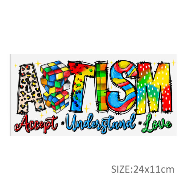 Autism Awareness UV DTF Sticker For 16oz Cups Wrap Transfer Sticker Custom Labels DIY Logo Waterproof - Image 5