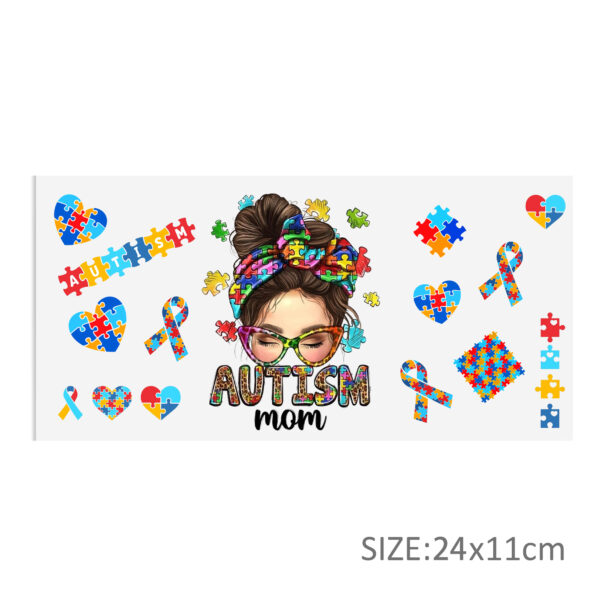 Autism Awareness UV DTF Sticker For 16oz Cups Wrap Transfer Sticker Custom Labels DIY Logo Waterproof - Image 6