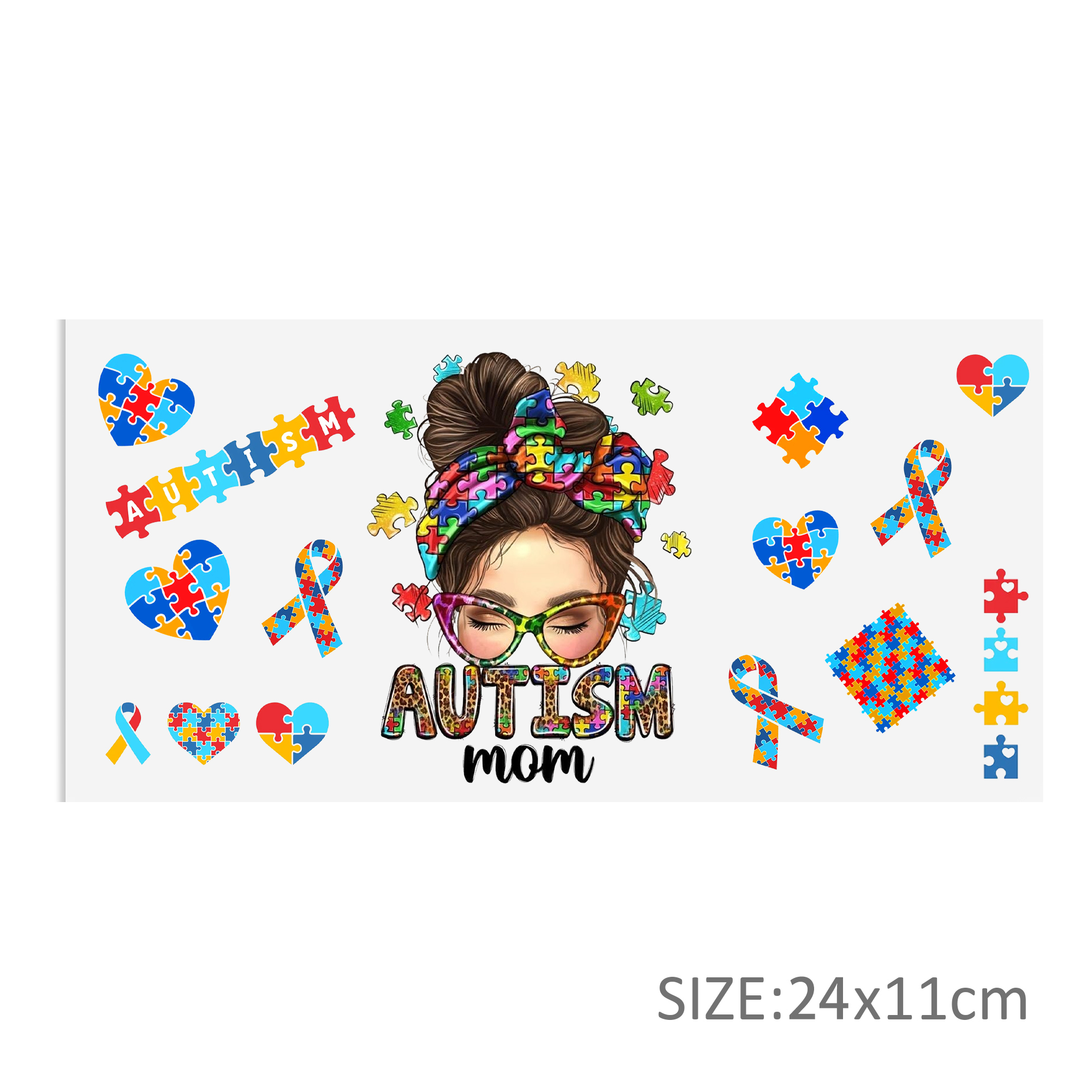 Autism Awareness UV DTF Sticker For 16oz Cups Wrap Transfer Sticker Custom Labels DIY Logo Waterproof - Image 6