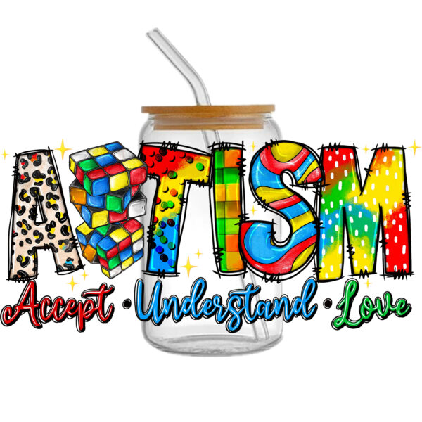 Autism Awareness UV DTF Sticker For 16oz Cups Wrap Transfer Sticker Custom Labels DIY Logo Waterproof - Image 7
