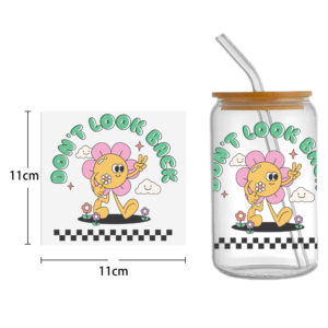 Rainbow 16oz Smile DTF Sticker Cups Cool Personalize UV Wrap Transfer Sticker Custom Labels DIY Logo Waterproof