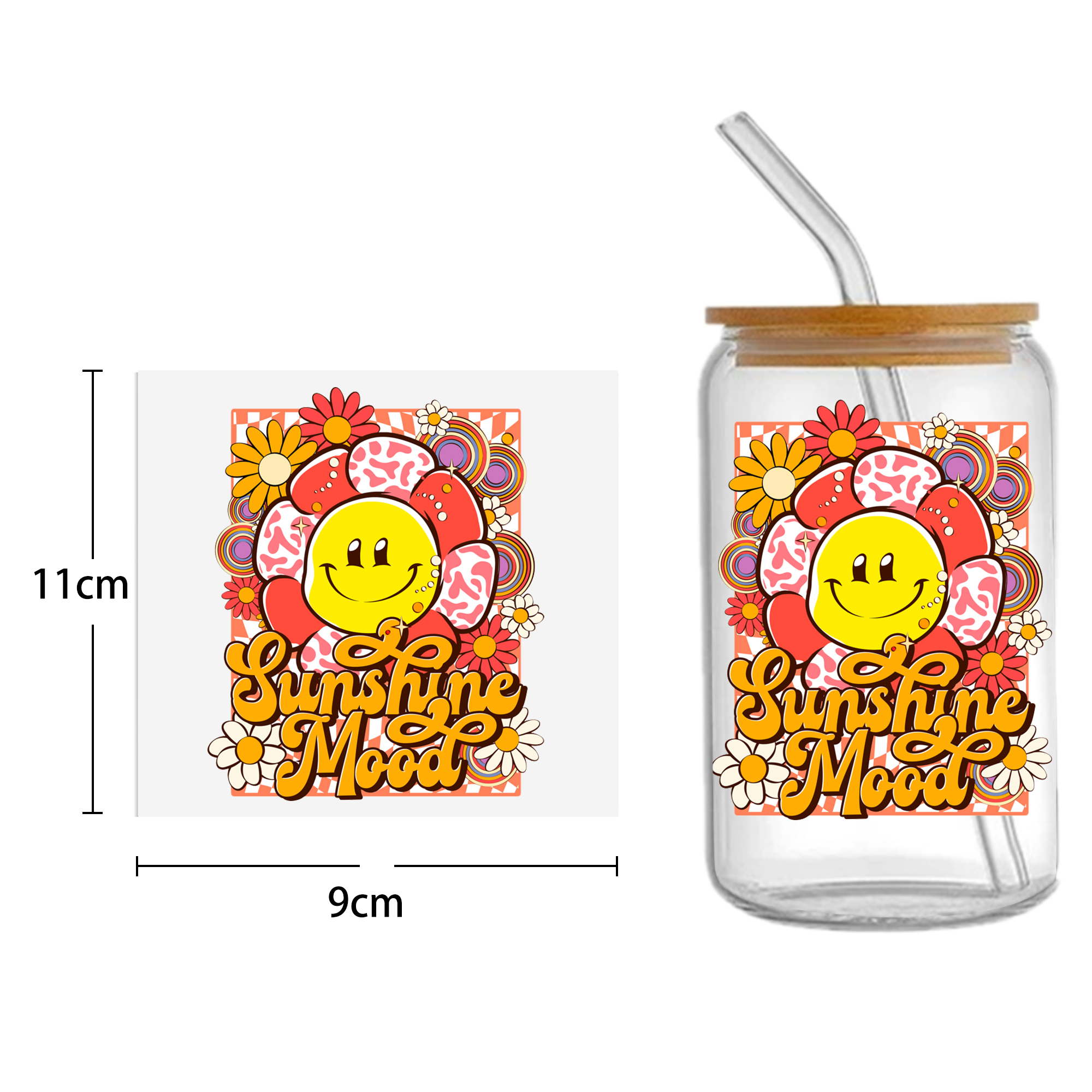 Rainbow 16oz Smile DTF Sticker Cups Cool Personalize UV Wrap Transfer Sticker Custom Labels DIY Logo Waterproof - Image 3