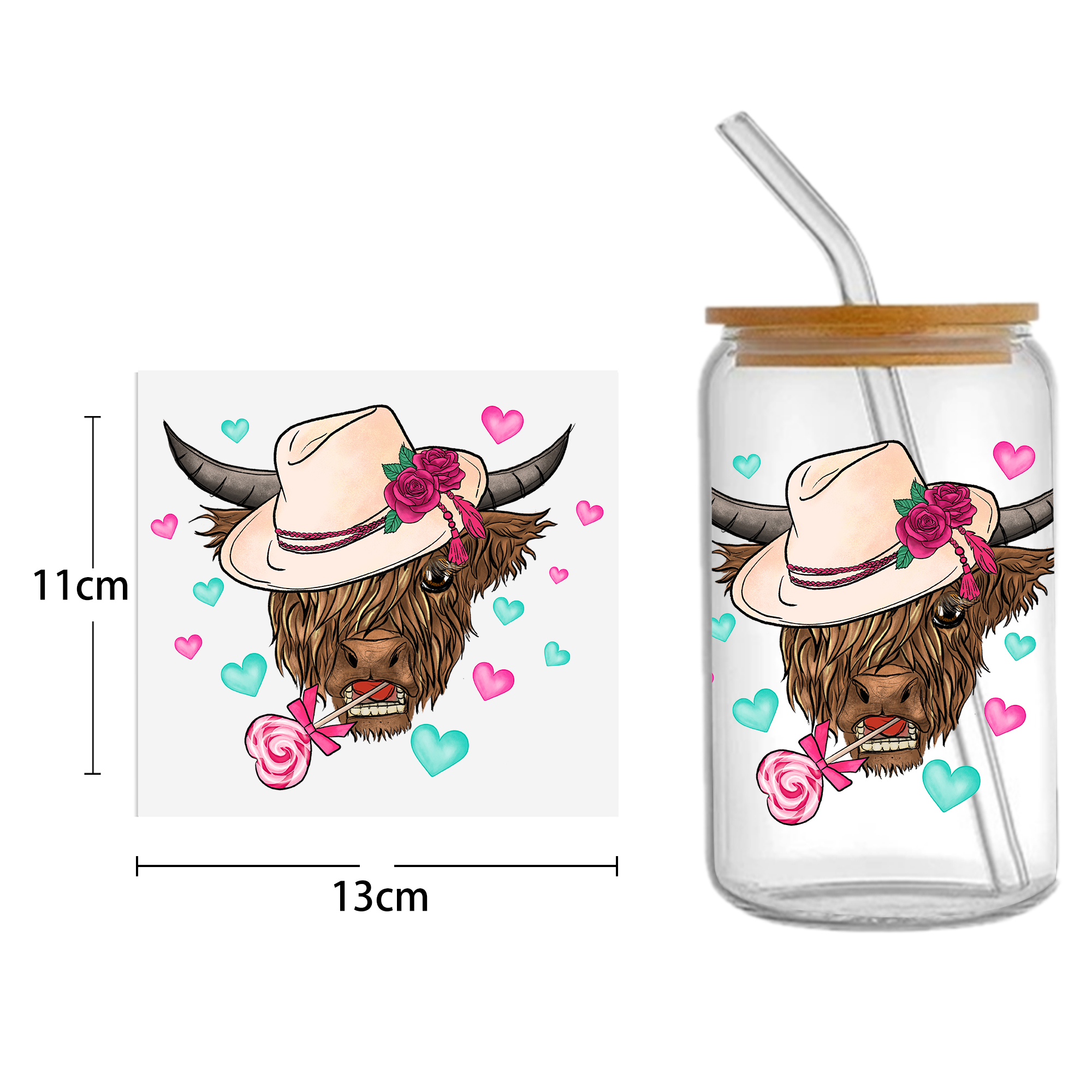 Rainbow 16oz Smile DTF Sticker Cups Cool Personalize UV Wrap Transfer Sticker Custom Labels DIY Logo Waterproof - Image 4