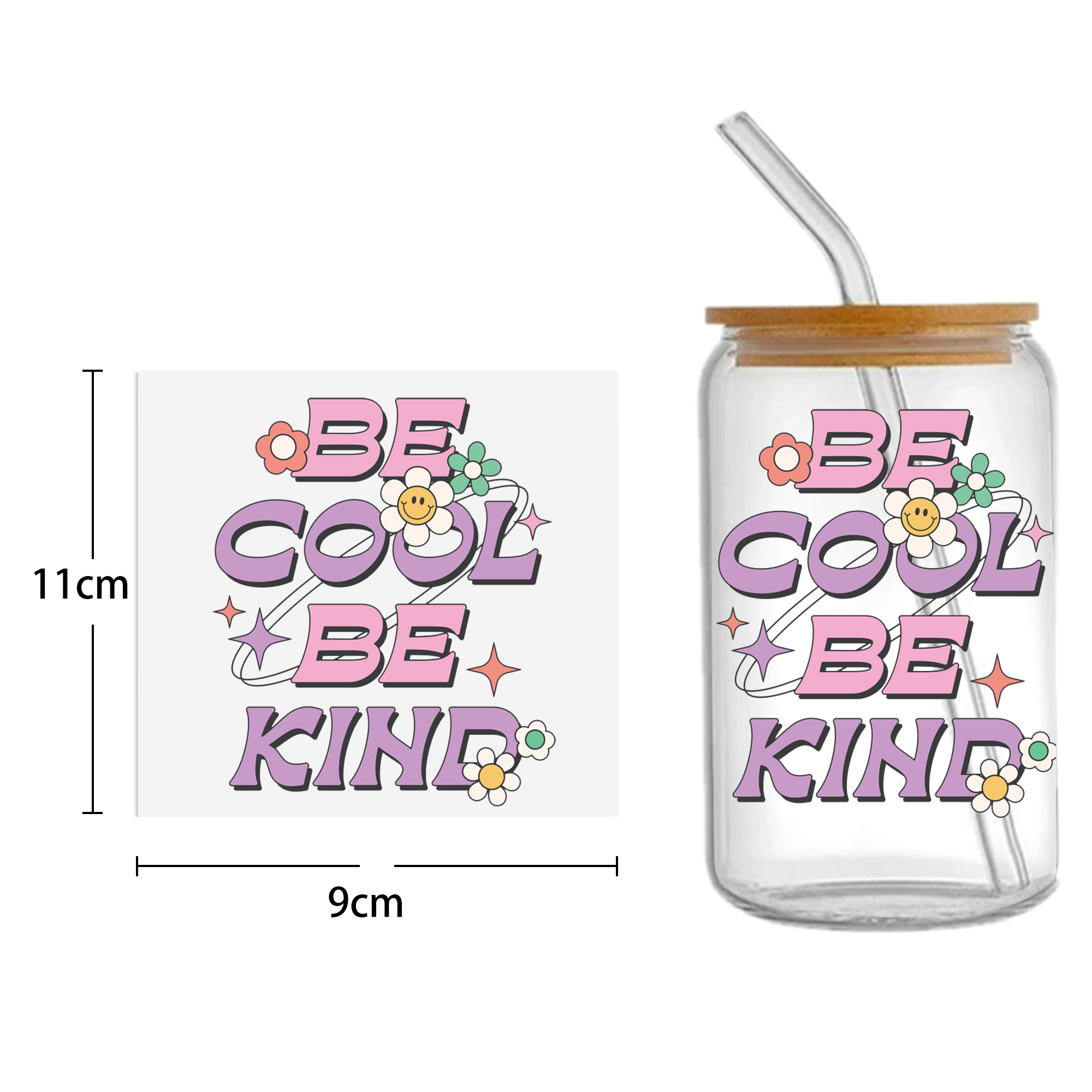 Rainbow 16oz Smile DTF Sticker Cups Cool Personalize UV Wrap Transfer Sticker Custom Labels DIY Logo Waterproof - Image 7