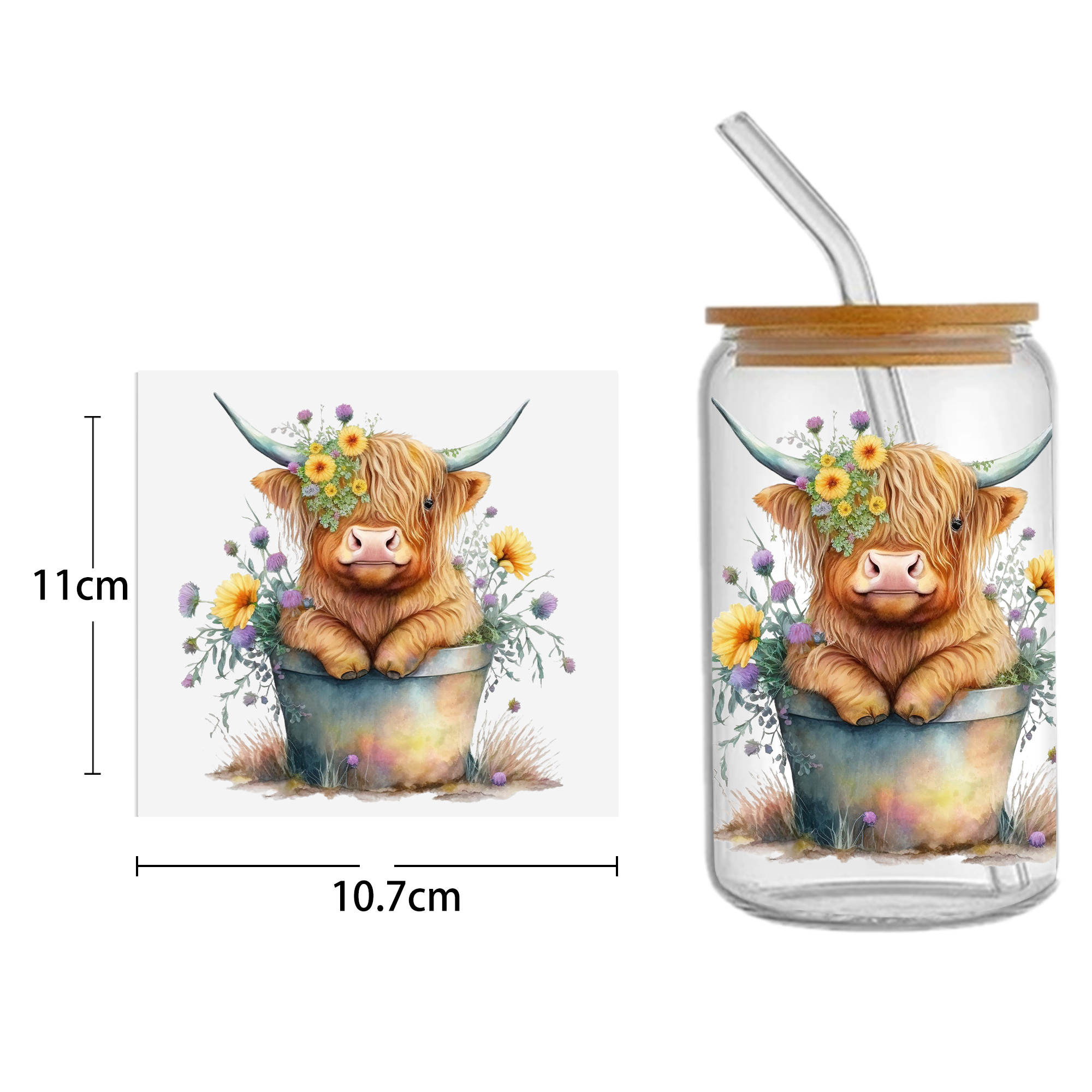 Rainbow 16oz Smile DTF Sticker Cups Cool Personalize UV Wrap Transfer Sticker Custom Labels DIY Logo Waterproof - Image 10