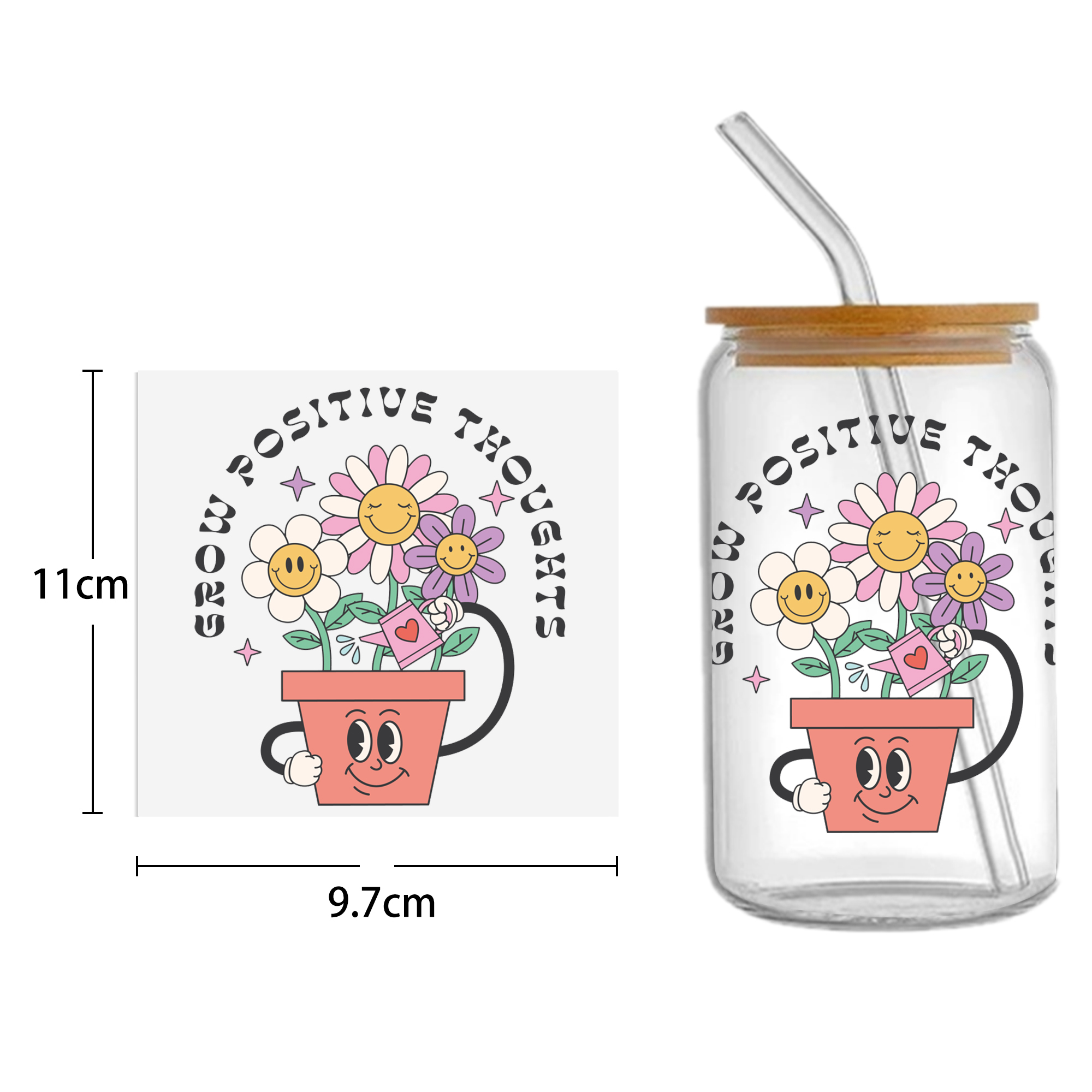 Rainbow 16oz Smile DTF Sticker Cups Cool Personalize UV Wrap Transfer Sticker Custom Labels DIY Logo Waterproof - Image 13
