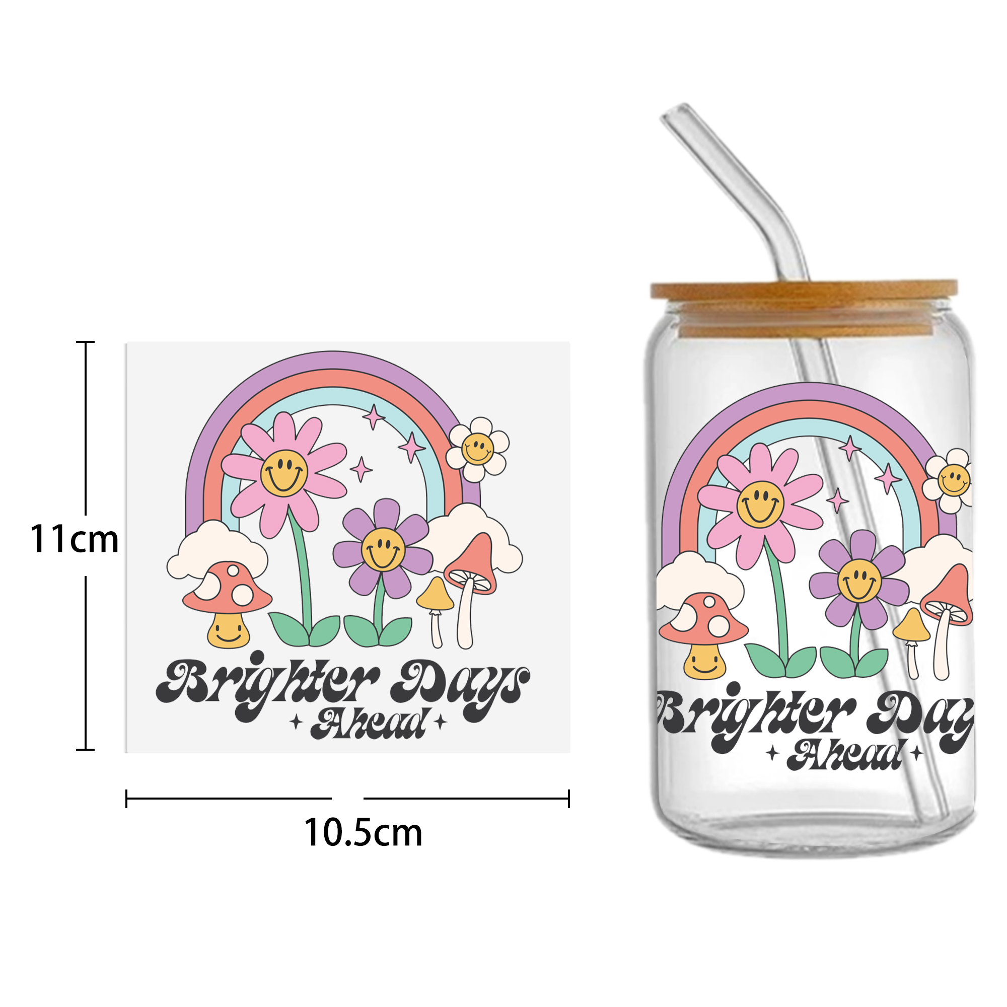 Rainbow 16oz Smile DTF Sticker Cups Cool Personalize UV Wrap Transfer Sticker Custom Labels DIY Logo Waterproof - Image 14