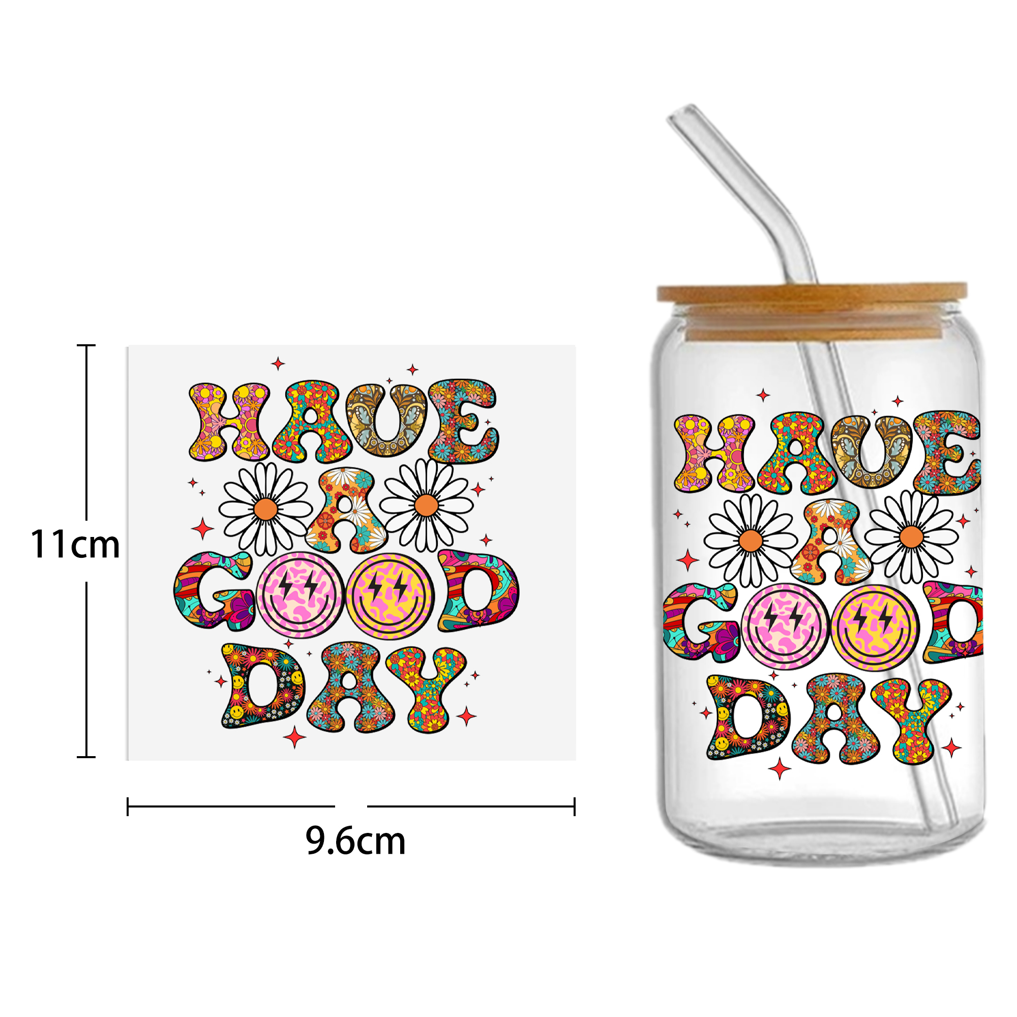 Rainbow 16oz Smile DTF Sticker Cups Cool Personalize UV Wrap Transfer Sticker Custom Labels DIY Logo Waterproof - Image 19