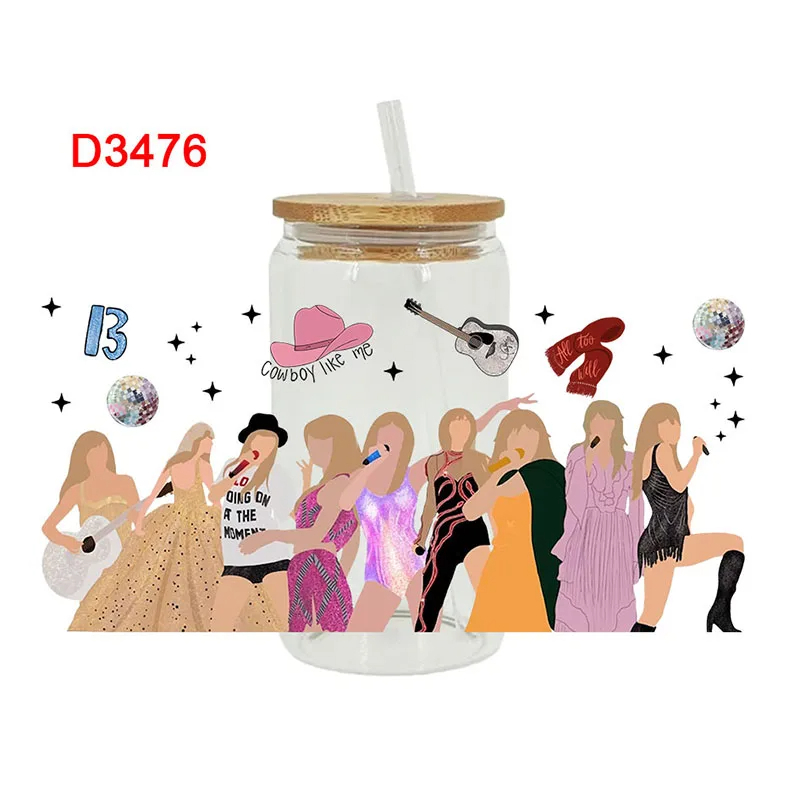 UV DTF Transfer Sticker Super Singer Star Music For The 16oz Glasses Wraps Bottles Cup Can DIY Waterproof Custom Decals - Image 5