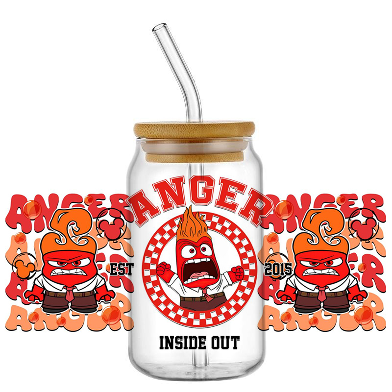 Miniso DIY 3D Stickers UV DTF Cup Wrap Cartoon Inside Out Decal Transfer Sticker for 16oz Libbey Glass Washable DIY Mug Decal - Image 6