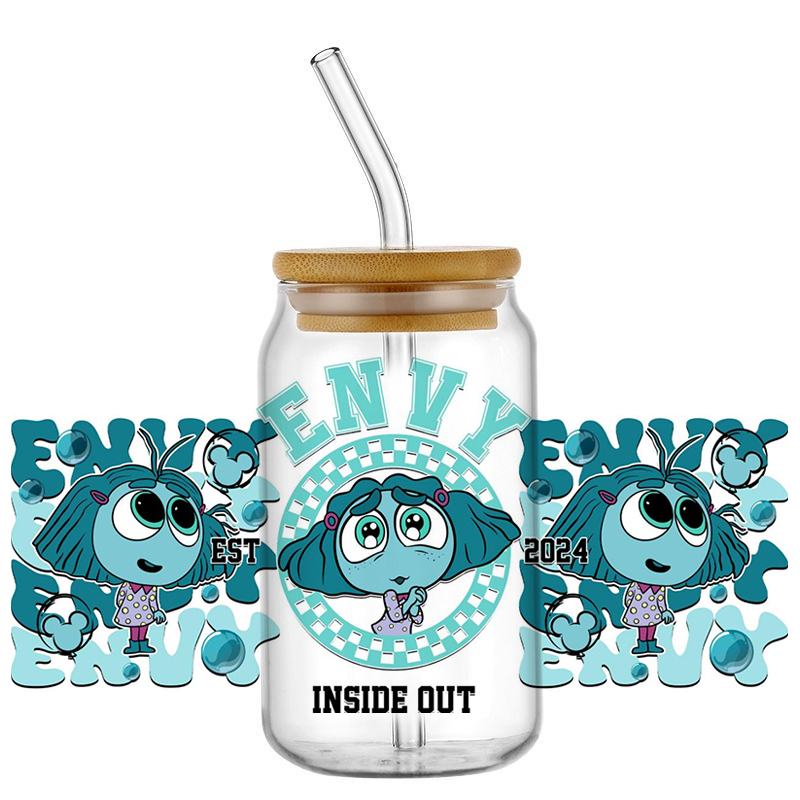 Miniso DIY 3D Stickers UV DTF Cup Wrap Cartoon Inside Out Decal Transfer Sticker for 16oz Libbey Glass Washable DIY Mug Decal - Image 9