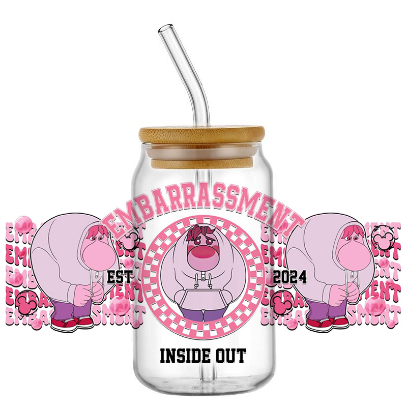 Miniso DIY 3D Stickers UV DTF Cup Wrap Cartoon Inside Out Decal Transfer Sticker for 16oz Libbey Glass Washable DIY Mug Decal - Image 11