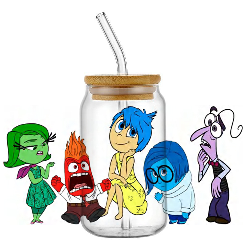 Miniso DIY 3D Stickers UV DTF Cup Wrap Cartoon Inside Out Decal Transfer Sticker for 16oz Libbey Glass Washable DIY Mug Decal - Image 12