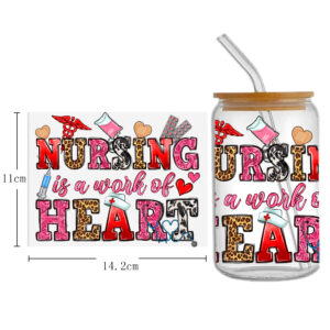 Doctor Nurse Series 16oz DTF Sticker Cup Cool Personalize UV Wrap Transfer Sticker Custom Label DIY Logo Waterproof