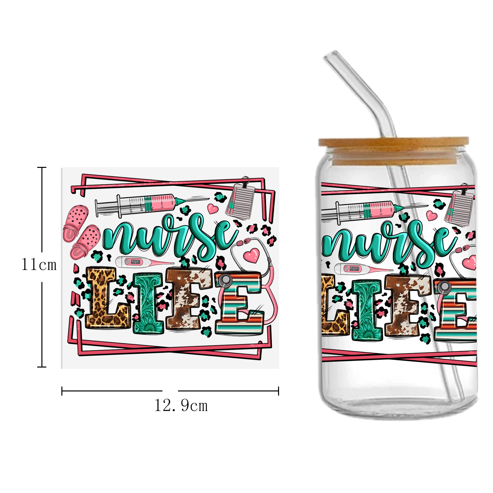 Doctor Nurse Series 16oz DTF Sticker Cup Cool Personalize UV Wrap Transfer Sticker Custom Label DIY Logo Waterproof - Image 3