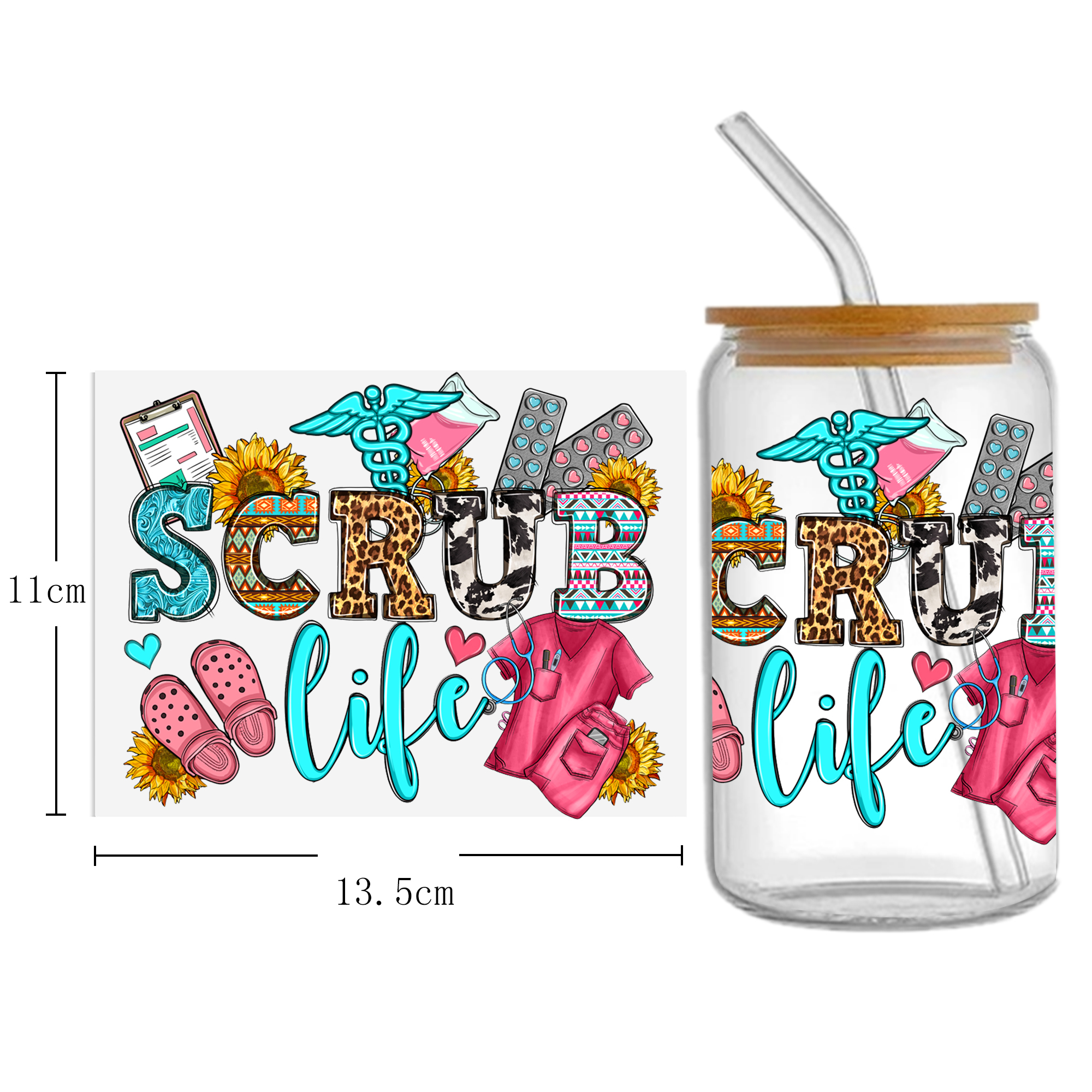 Doctor Nurse Series 16oz DTF Sticker Cup Cool Personalize UV Wrap Transfer Sticker Custom Label DIY Logo Waterproof - Image 4