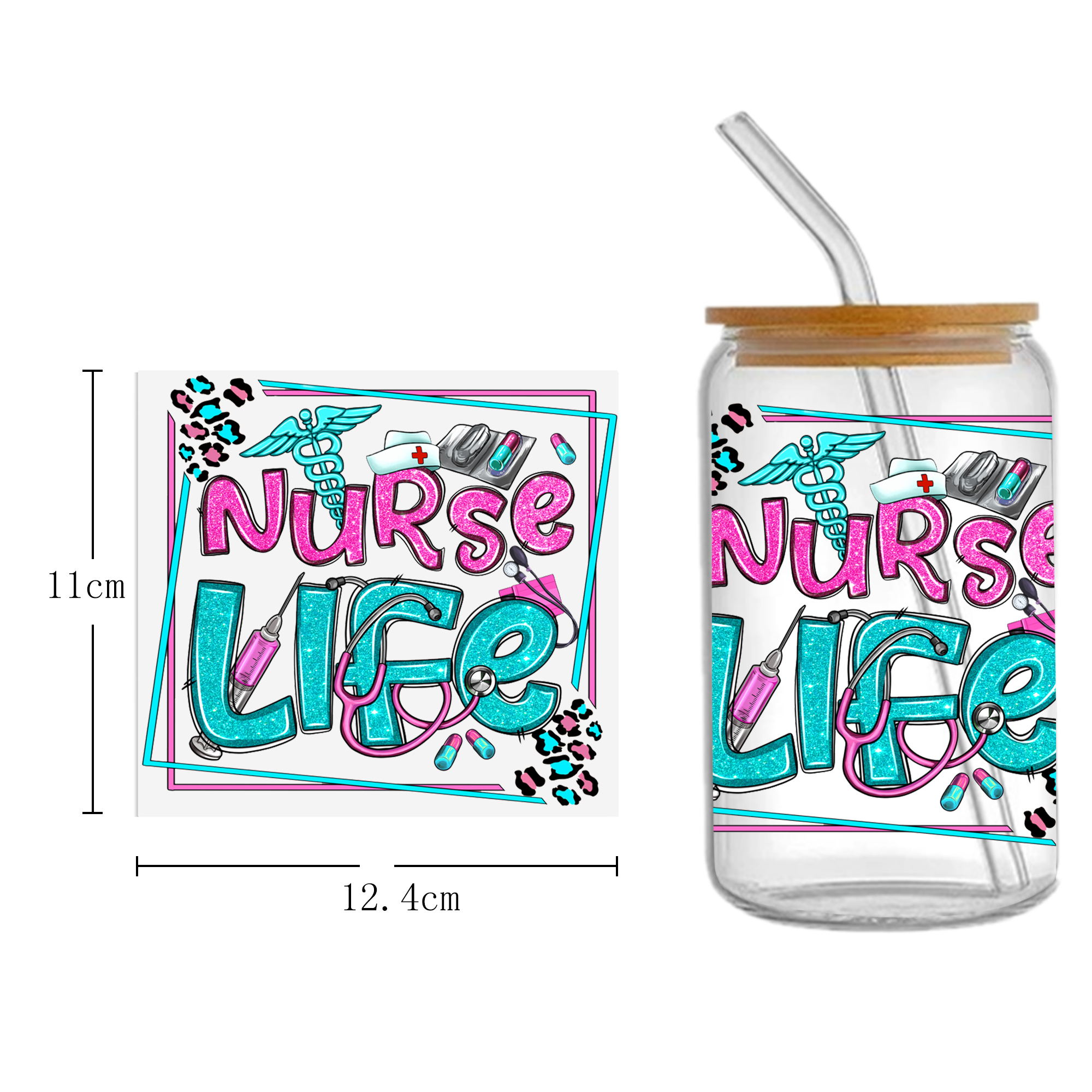 Doctor Nurse Series 16oz DTF Sticker Cup Cool Personalize UV Wrap Transfer Sticker Custom Label DIY Logo Waterproof - Image 6