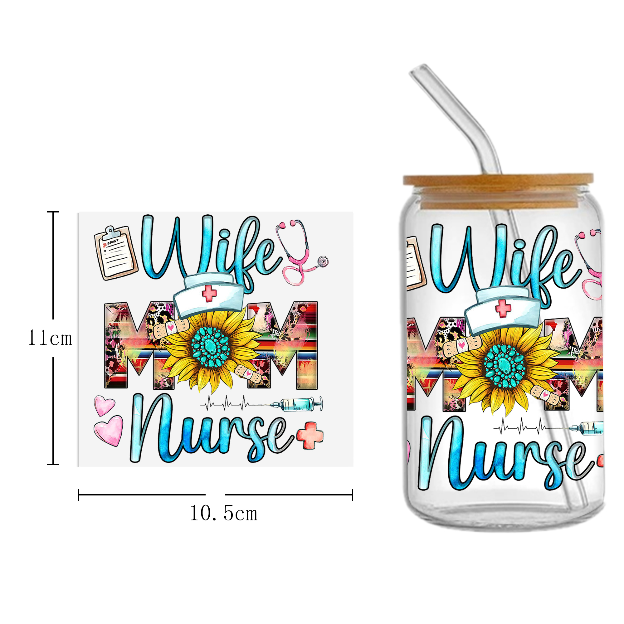 Doctor Nurse Series 16oz DTF Sticker Cup Cool Personalize UV Wrap Transfer Sticker Custom Label DIY Logo Waterproof - Image 7