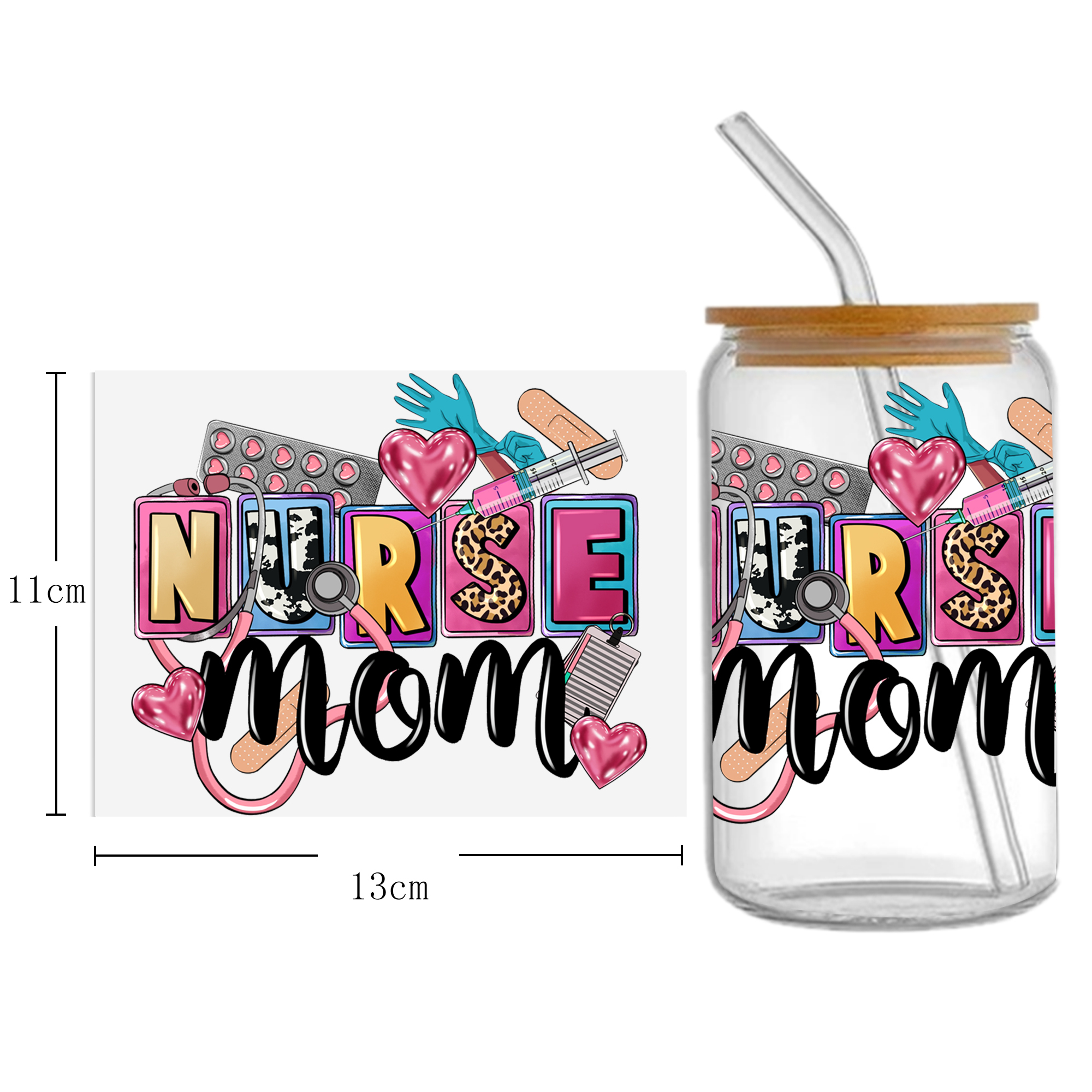 Doctor Nurse Series 16oz DTF Sticker Cup Cool Personalize UV Wrap Transfer Sticker Custom Label DIY Logo Waterproof - Image 9