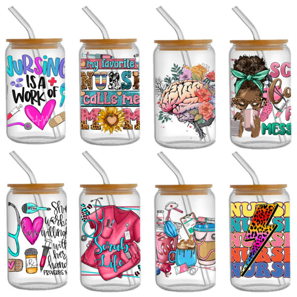 Doctor Nurse Series 16oz DTF Sticker Cup Cool Personalize UV Wrap Transfer Sticker Custom Label DIY Logo Waterproof - Image 10