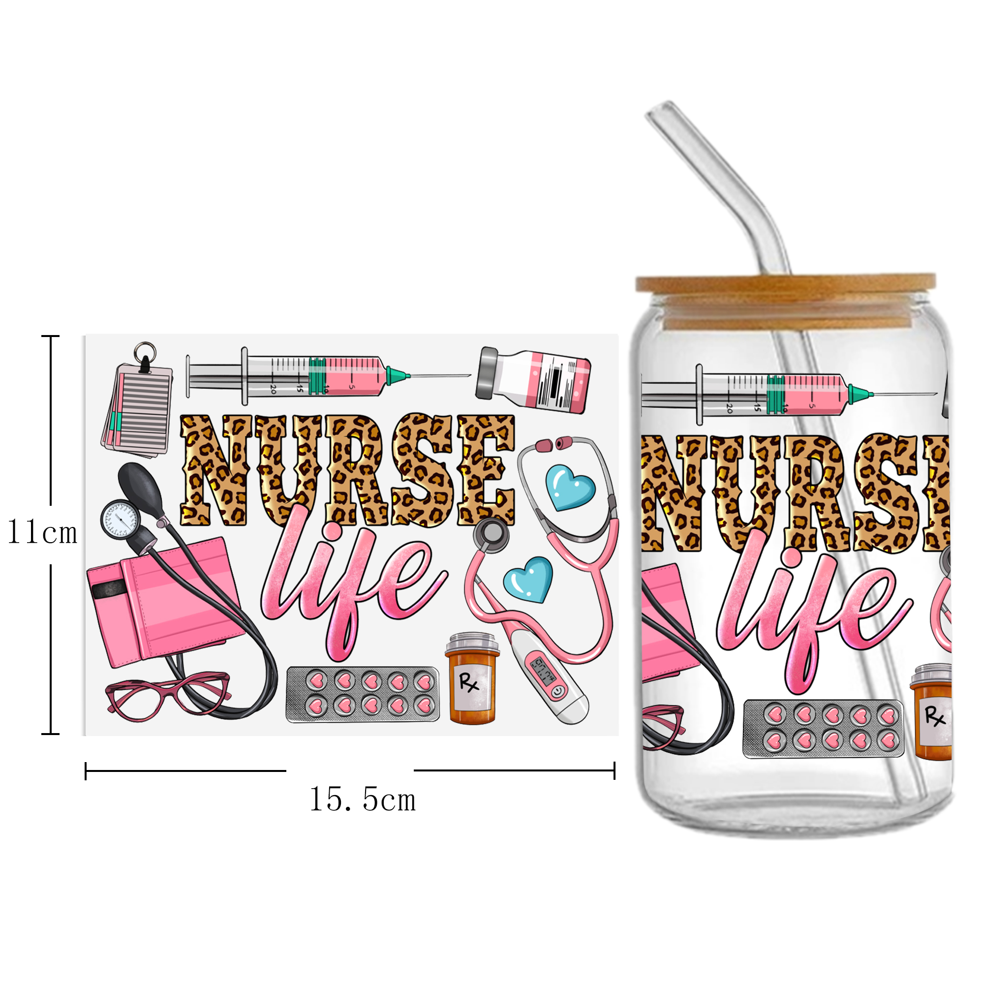 Doctor Nurse Series 16oz DTF Sticker Cup Cool Personalize UV Wrap Transfer Sticker Custom Label DIY Logo Waterproof - Image 11