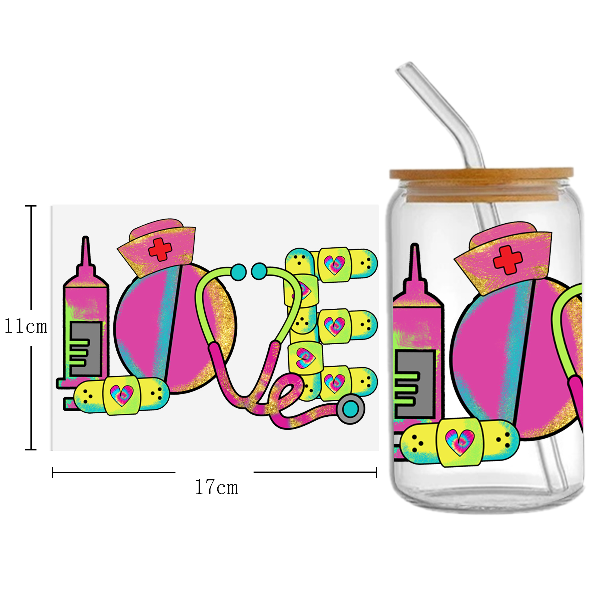 Doctor Nurse Series 16oz DTF Sticker Cup Cool Personalize UV Wrap Transfer Sticker Custom Label DIY Logo Waterproof - Image 15