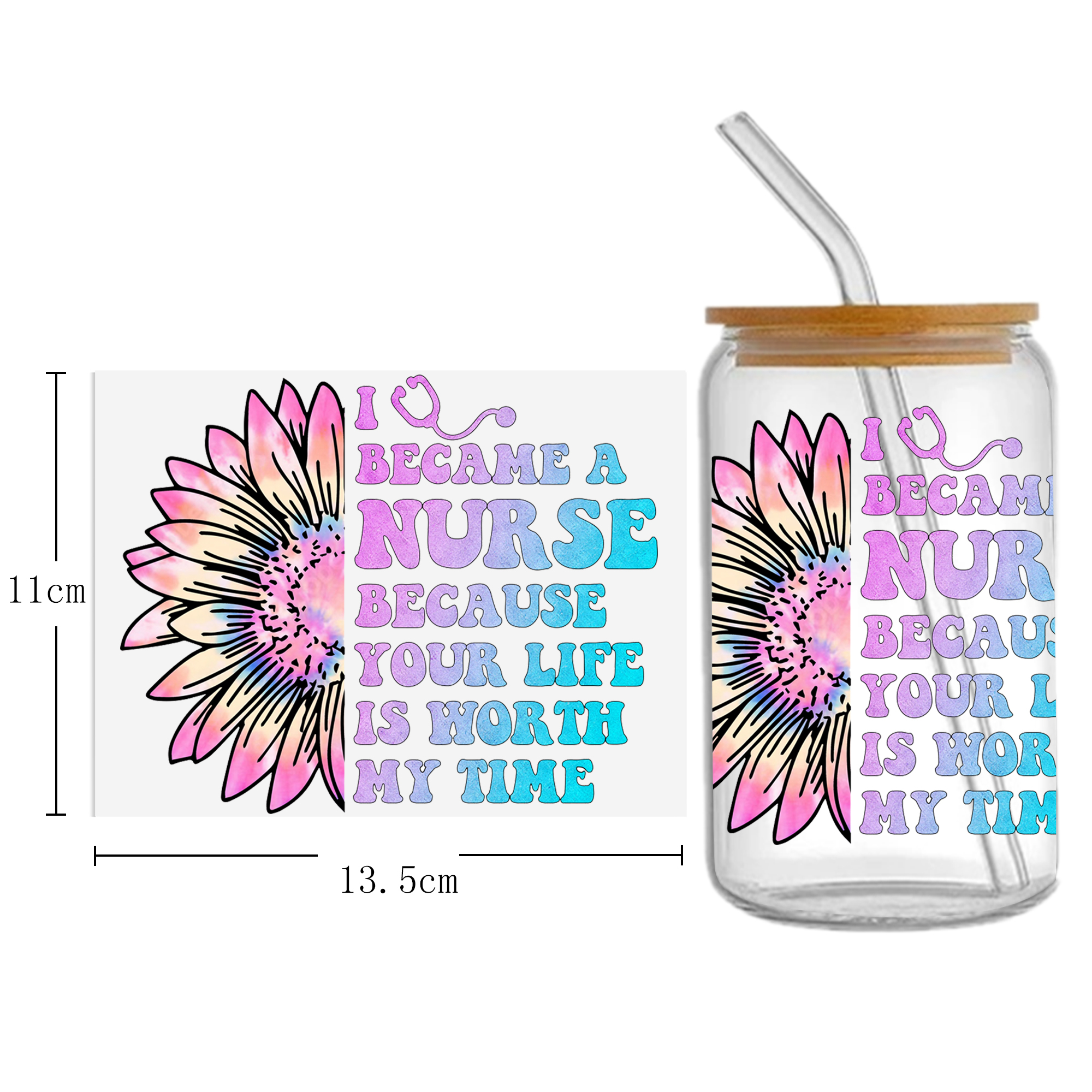 Doctor Nurse Series 16oz DTF Sticker Cup Cool Personalize UV Wrap Transfer Sticker Custom Label DIY Logo Waterproof - Image 18