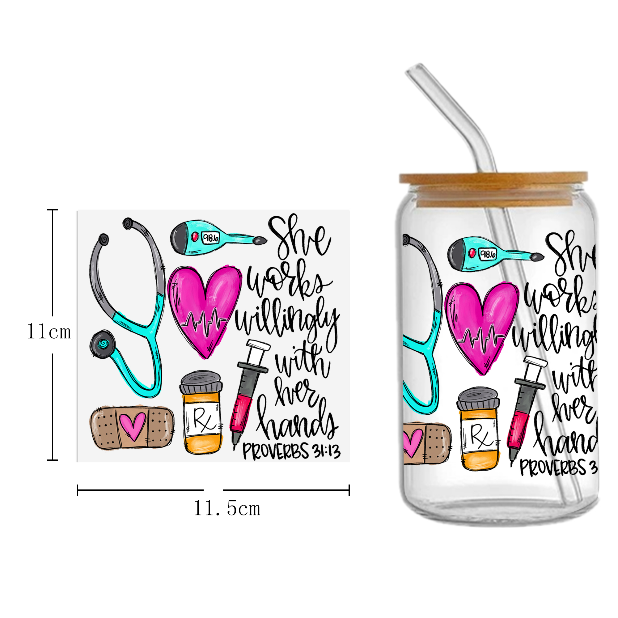 Doctor Nurse Series 16oz DTF Sticker Cup Cool Personalize UV Wrap Transfer Sticker Custom Label DIY Logo Waterproof - Image 19