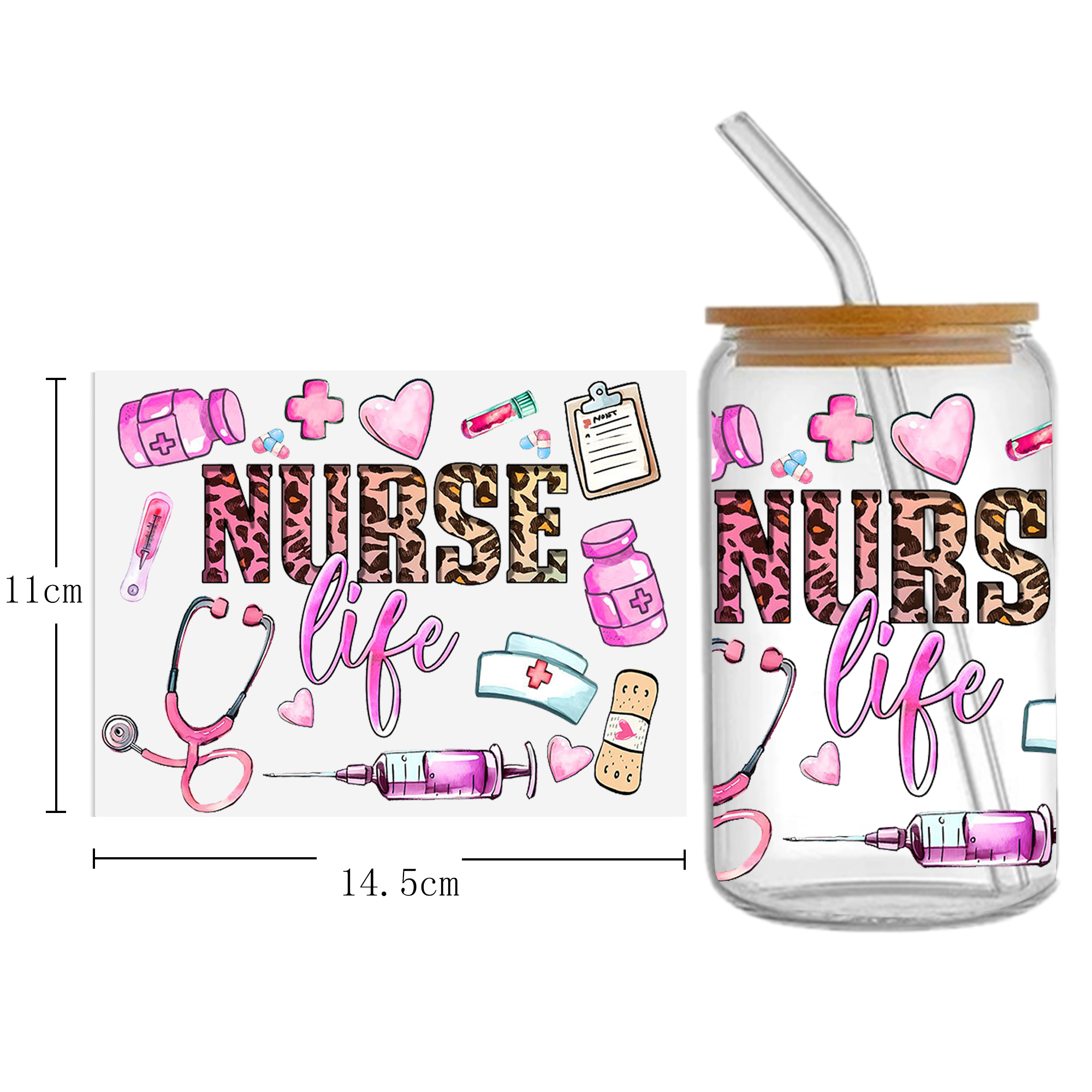Doctor Nurse Series 16oz DTF Sticker Cup Cool Personalize UV Wrap Transfer Sticker Custom Label DIY Logo Waterproof - Image 22