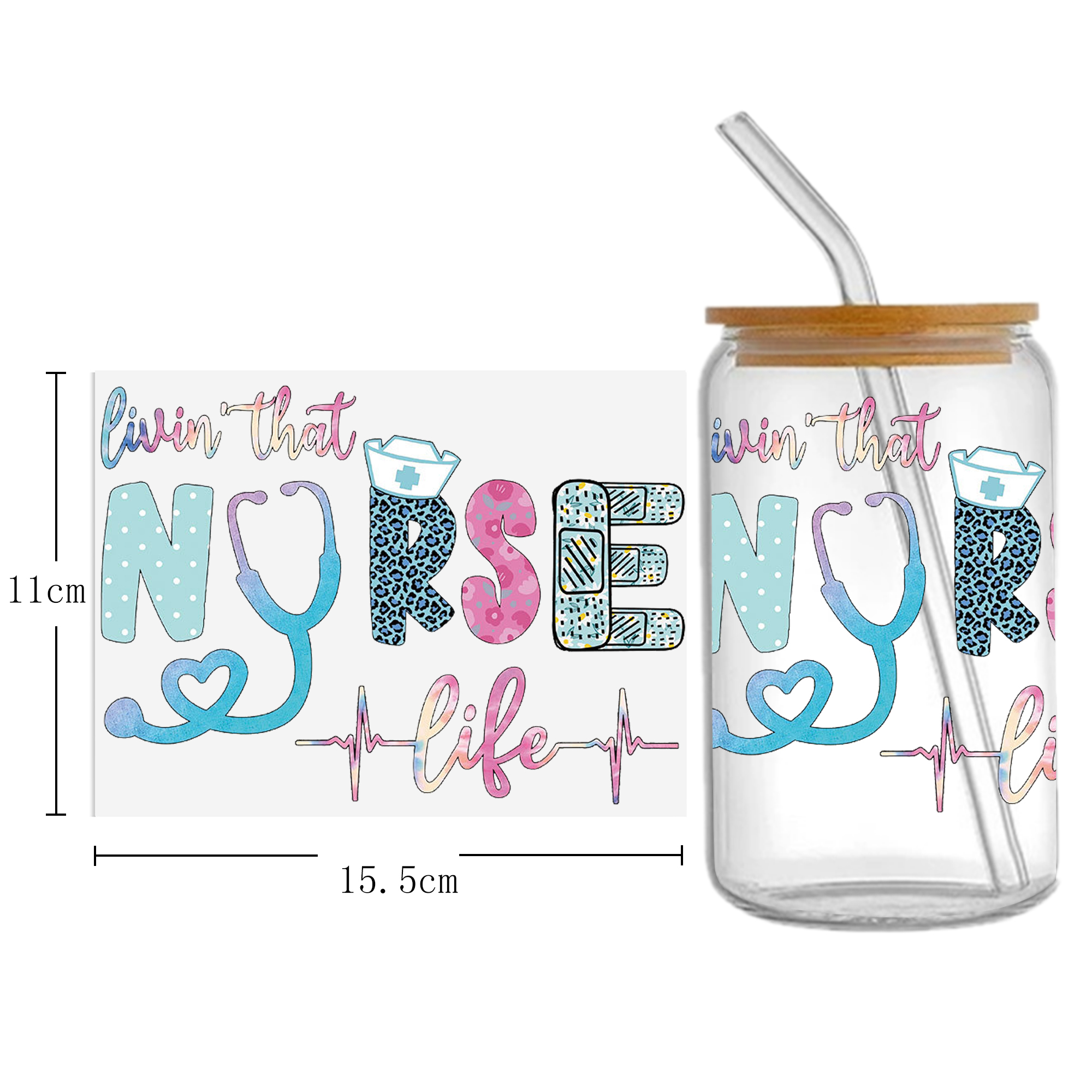 Doctor Nurse Series 16oz DTF Sticker Cup Cool Personalize UV Wrap Transfer Sticker Custom Label DIY Logo Waterproof - Image 30