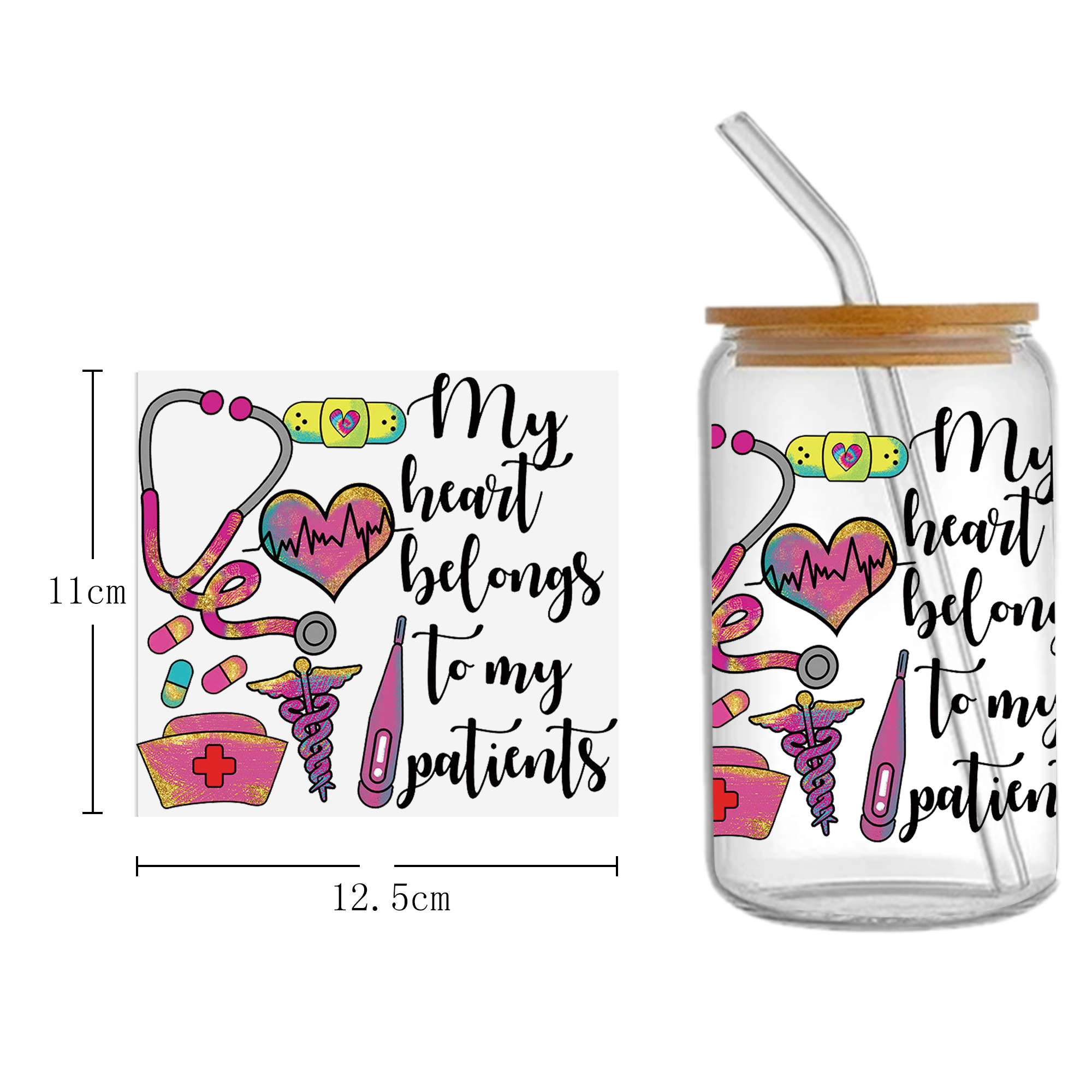 Doctor Nurse Series 16oz DTF Sticker Cup Cool Personalize UV Wrap Transfer Sticker Custom Label DIY Logo Waterproof - Image 31