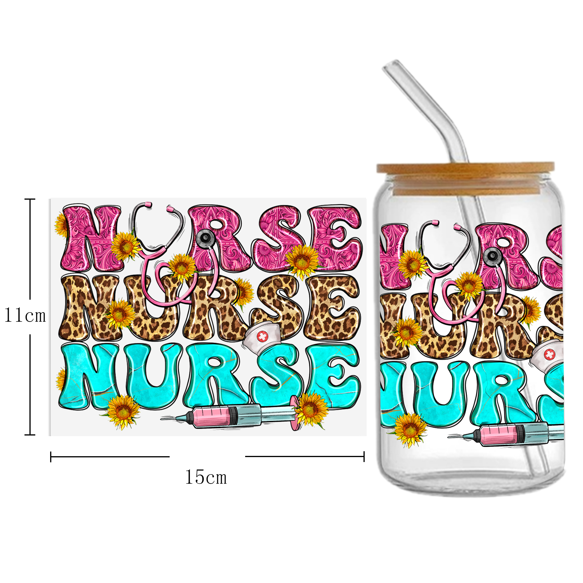 Doctor Nurse Series 16oz DTF Sticker Cup Cool Personalize UV Wrap Transfer Sticker Custom Label DIY Logo Waterproof - Image 37