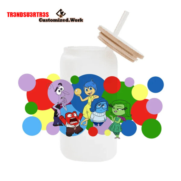 High Quality UV DTF cartoon Inside Out 2 16OZ Cup Wraps Transfer Sticker For Glass Can tumbler - Image 2