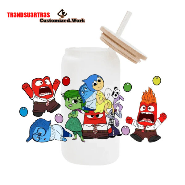 High Quality UV DTF cartoon Inside Out 2 16OZ Cup Wraps Transfer Sticker For Glass Can tumbler - Image 3
