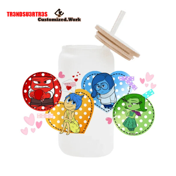High Quality UV DTF cartoon Inside Out 2 16OZ Cup Wraps Transfer Sticker For Glass Can tumbler - Image 4