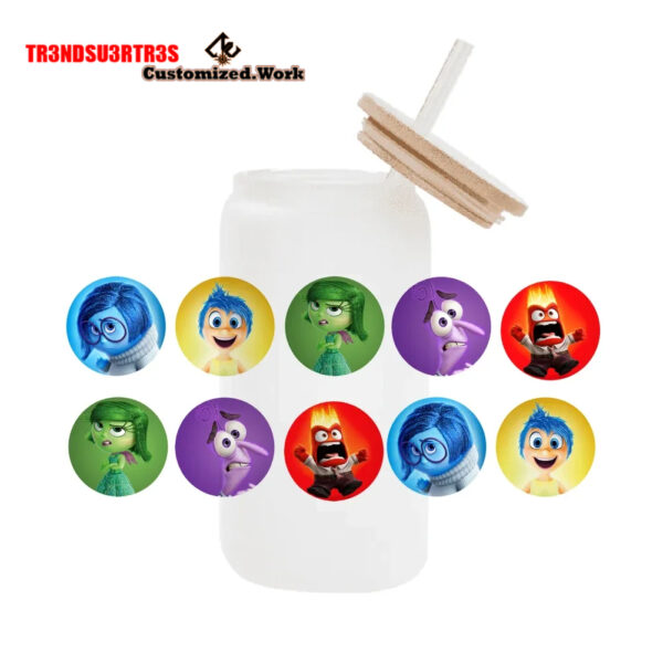 High Quality UV DTF cartoon Inside Out 2 16OZ Cup Wraps Transfer Sticker For Glass Can tumbler - Image 6