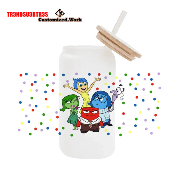 High Quality UV DTF cartoon Inside Out 2 16OZ Cup Wraps Transfer Sticker For Glass Can tumbler - Image 9