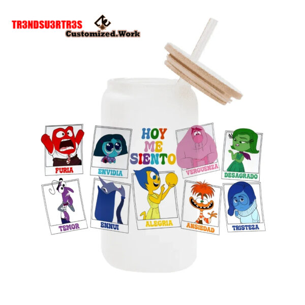 High Quality UV DTF cartoon Inside Out 2 16OZ Cup Wraps Transfer Sticker For Glass Can tumbler - Image 11