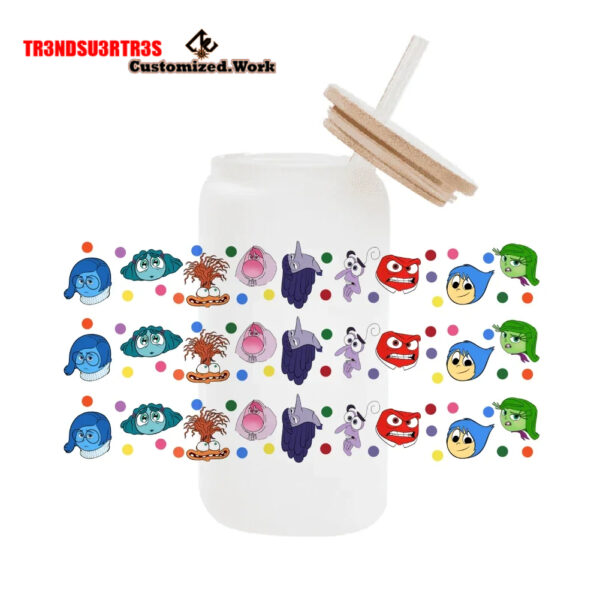 High Quality UV DTF cartoon Inside Out 2 16OZ Cup Wraps Transfer Sticker For Glass Can tumbler - Image 13