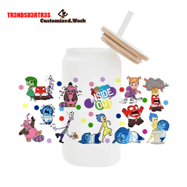 High Quality UV DTF cartoon Inside Out 2 16OZ Cup Wraps Transfer Sticker For Glass Can tumbler - Image 14