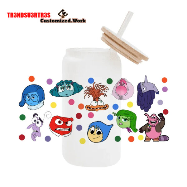 High Quality UV DTF cartoon Inside Out 2 16OZ Cup Wraps Transfer Sticker For Glass Can tumbler - Image 21
