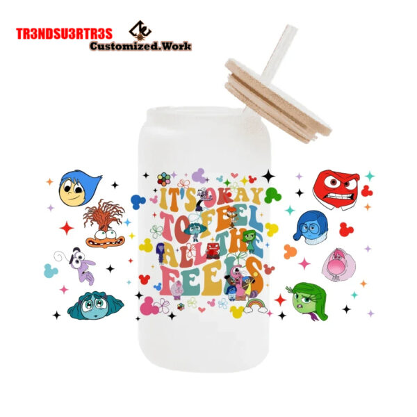 High Quality UV DTF cartoon Inside Out 2 16OZ Cup Wraps Transfer Sticker For Glass Can tumbler - Image 32
