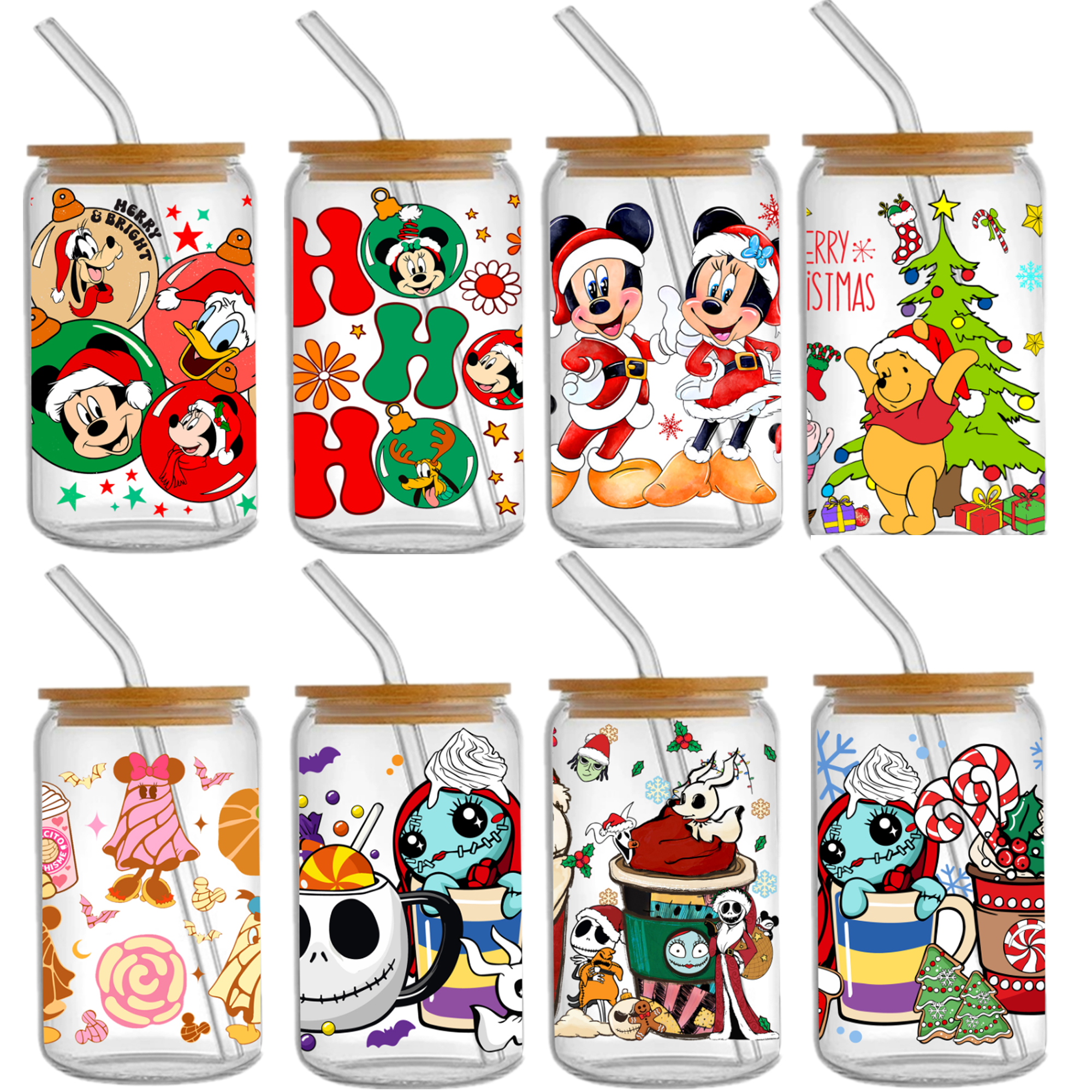 Disney Christmas 16oz DTF Sticker Cups Cool Personalize UV Wrap Transfer Sticker Custom Labels DIY Logo Waterproof - Image 9