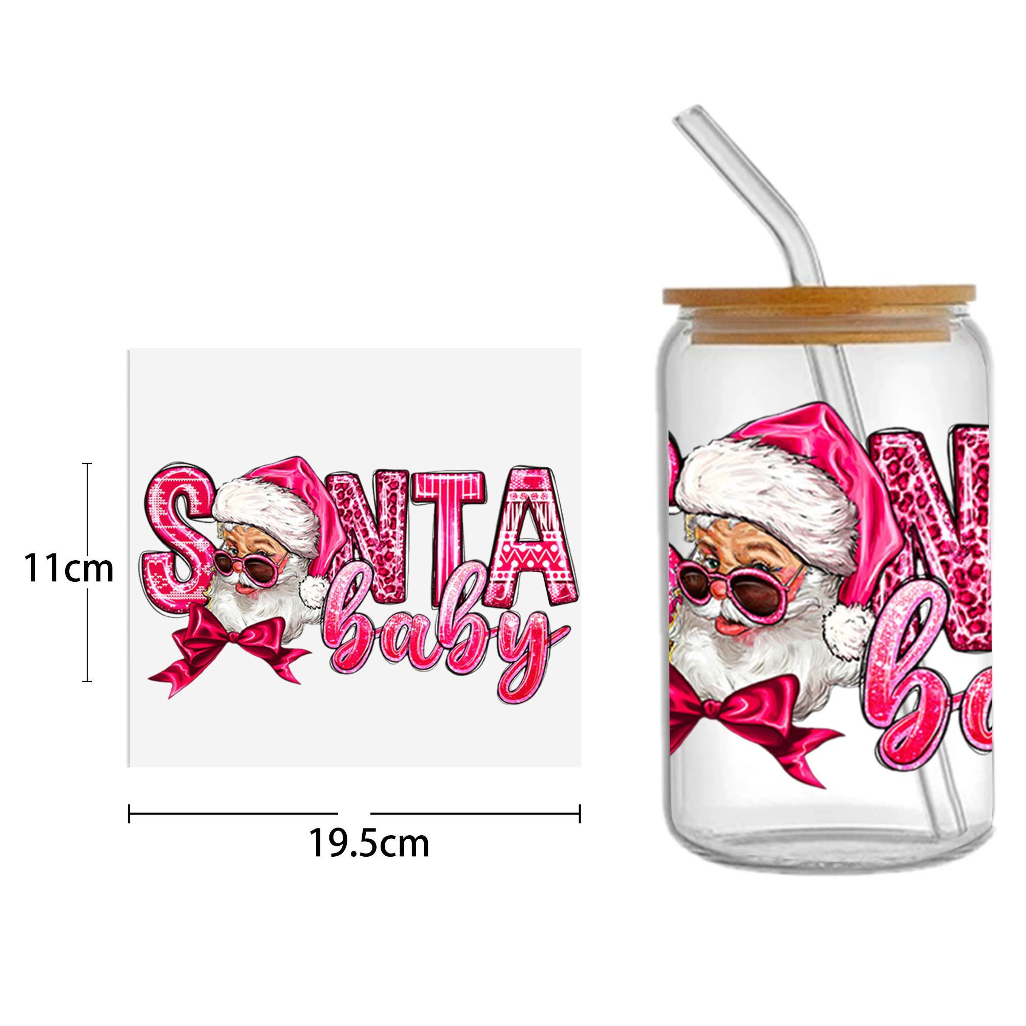 Christmas 16oz Tumbler Template DTF Sticker Cup Cool Personalize UV Wrap Transfer Sticker Custom Label DIY Waterproof - Image 12